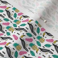 toucan // toucans pineapple tropical leaves tropical summer palms palm print toucan fabric by andrea lauren