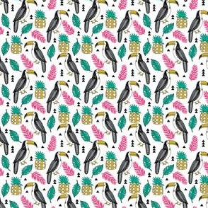 toucan // toucans pineapple tropical leaves tropical summer palms palm print toucan fabric by andrea lauren