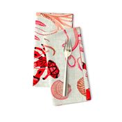 crustaceans tea towel // tea towels cut and sew tea towel ocean fabric squid lobsters crabs kitchen print kitchen fabric tea towel design andrea lauren andrea lauren fabric