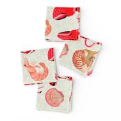 crustaceans tea towel // tea towels cut and sew tea towel ocean fabric squid lobsters crabs kitchen print kitchen fabric tea towel design andrea lauren andrea lauren fabric