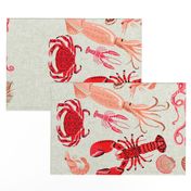 crustaceans tea towel // tea towels cut and sew tea towel ocean fabric squid lobsters crabs kitchen print kitchen fabric tea towel design andrea lauren andrea lauren fabric