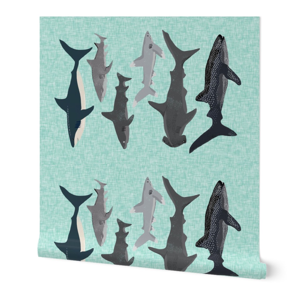 tea towel // sharks tea towel andrea lauren fabric andrea lauren design tea towel fabrics tea towels cut and sew spoonflower tea towel fabric