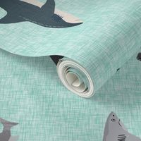 tea towel // sharks tea towel andrea lauren fabric andrea lauren design tea towel fabrics tea towels cut and sew spoonflower tea towel fabric