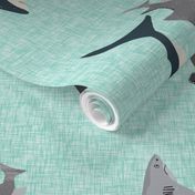 tea towel // sharks tea towel andrea lauren fabric andrea lauren design tea towel fabrics tea towels cut and sew spoonflower tea towel fabric