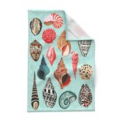 tea towel shells // beach ocean tea towels kitchen towel tea towel design tea towel fabric cut and sew tea towel andrea lauren andrea lauren design