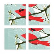 tea towels // cardinal red bird winter tea towel cut and sew fabric