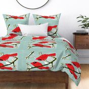 tea towels // cardinal red bird winter tea towel cut and sew fabric