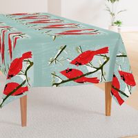 tea towels // cardinal red bird winter tea towel cut and sew fabric