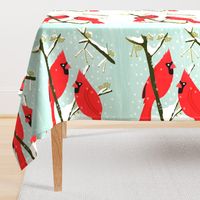 tea towels // cardinal red bird winter tea towel cut and sew fabric