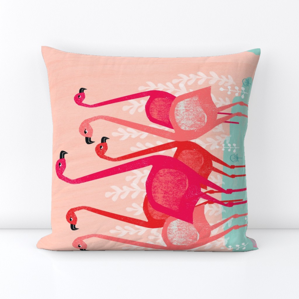 tea towels // flamingo birds pink cut and sew kitchen retro camper kitschy kitsch tea towel