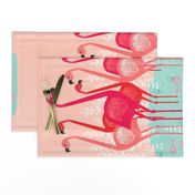 tea towels // flamingo birds pink cut and sew kitchen retro camper kitschy kitsch tea towel