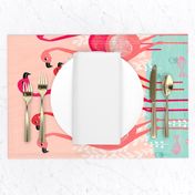 tea towels // flamingo birds pink cut and sew kitchen retro camper kitschy kitsch tea towel