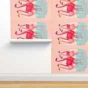 tea towels // flamingo birds pink cut and sew kitchen retro camper kitschy kitsch tea towel