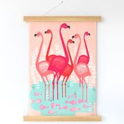 tea towels // flamingo birds pink cut and sew kitchen retro camper kitschy kitsch tea towel