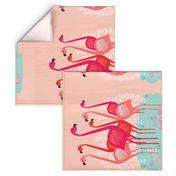 tea towels // flamingo birds pink cut and sew kitchen retro camper kitschy kitsch tea towel