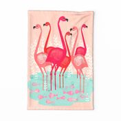 tea towels // flamingo birds pink cut and sew kitchen retro camper kitschy kitsch tea towel