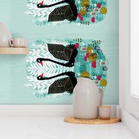 tea towels swans // tea towel swans swan birds bird cut and sew tea towel by andrea lauren