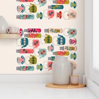 thermos tea towel // vintage style teacups teapots tea thermos florals tea towel cut and sew kitchen fabric by andrea lauren