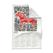 2020 linocut calendar // dala horse calendar, folk calendar, andrea lauren fabric