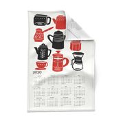 2020 coffee calendar // coffee kitchen calendar, linocut, andrea lauren, ink print repeat, andrea lauren fabric, tea towel calendar calendar, cut and se calendar, coffee