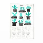 2020 cactus tea towel // tea towel calendar cactus houseplants potted plants tea towel cut and sew tea towel fabric