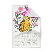 2020 cat calendar // linocut cat calendar flowers cut and sew andrea lauren tea towel fabric calendar andrea lauren design