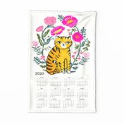 2020 cat calendar // linocut cat calendar flowers cut and sew andrea lauren tea towel fabric calendar andrea lauren design