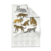 2020 big cats calendar // cats calendar lion tiger illustration cats nature animals tea towel calendar andrea lauren