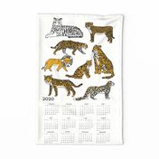 2020 big cats calendar // cats calendar lion tiger illustration cats nature animals tea towel calendar andrea lauren