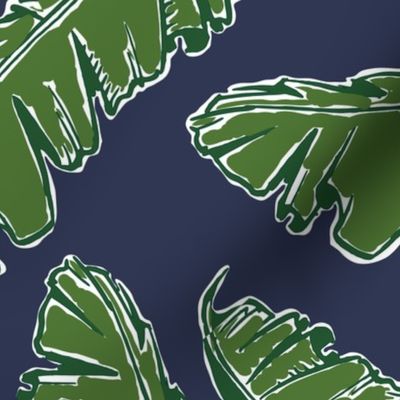 Nouveau Banana Leaf in Night Navy