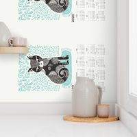 2020 cat linocut calendar // calendar cut and sew calendar linocut cat cat design andrea lauren fabric andrea lauren tea towel