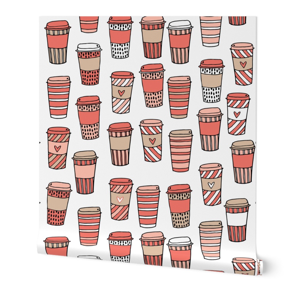 coffee // cafe latte coffee fabric autumn pumpkin spice coffee hand drawn illustration andrea lauren