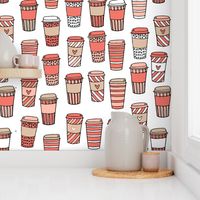 coffee // cafe latte coffee fabric autumn pumpkin spice coffee hand drawn illustration andrea lauren