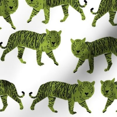 tigers // watercolor green tiger boys nursery baby green tiger 