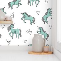 unicorns // unicorn girls mint unicorn fabric