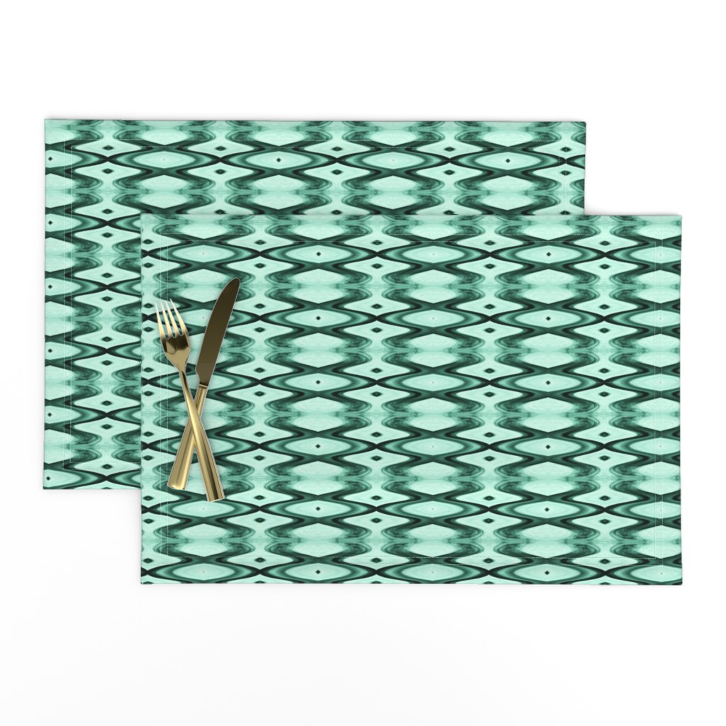 HLQ3 - Small - Harlequin Diamond Medley for the Court Jester in Teal Green Monochrome 