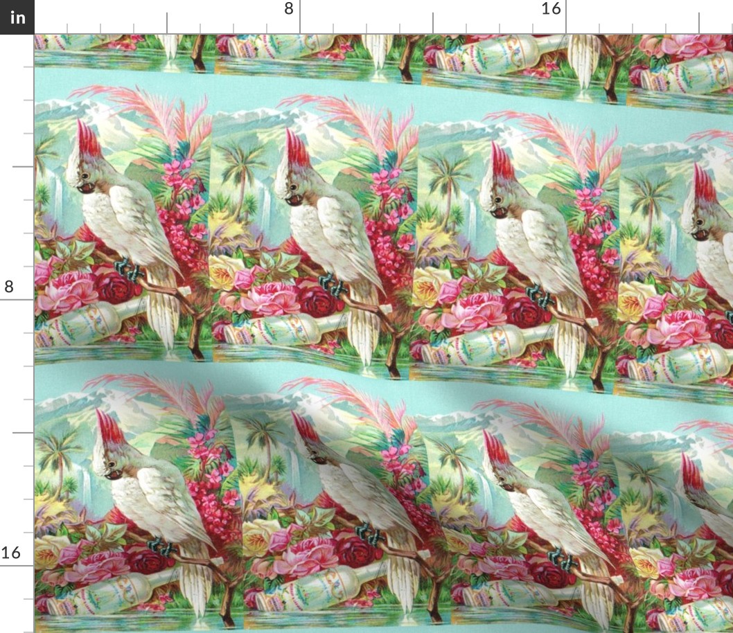 birds cockatoo parrots tropical tropics neon flowers roses palm trees mountains rivers lakes bottles alcohol booze wine