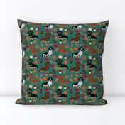 dachshund dog autumn pumpkin leaves fall autumn seasonal doxie dachshund fabric