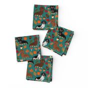 dachshund dog autumn pumpkin leaves fall autumn seasonal doxie dachshund fabric