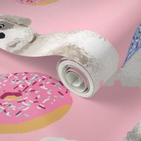 shih tzu donut fabric cute dog fabric sweet shih tzu design pink donuts adorable dog fabric girls sweet dogs and donuts fabric