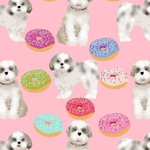 shih tzu donut fabric cute dog fabric sweet shih tzu design pink donuts adorable dog fabric girls sweet dogs and donuts fabric