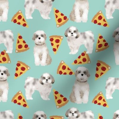 shih tzu dog funny pizza fabric best shih tzu fabric cute shih tzu pattern design mint pizza 