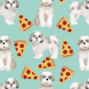 shih tzu dog funny pizza fabric best shih tzu fabric cute shih tzu pattern design mint pizza 
