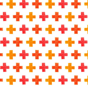 crayon crosses (red-orange)