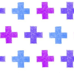 crayon crosses (blue-purple)