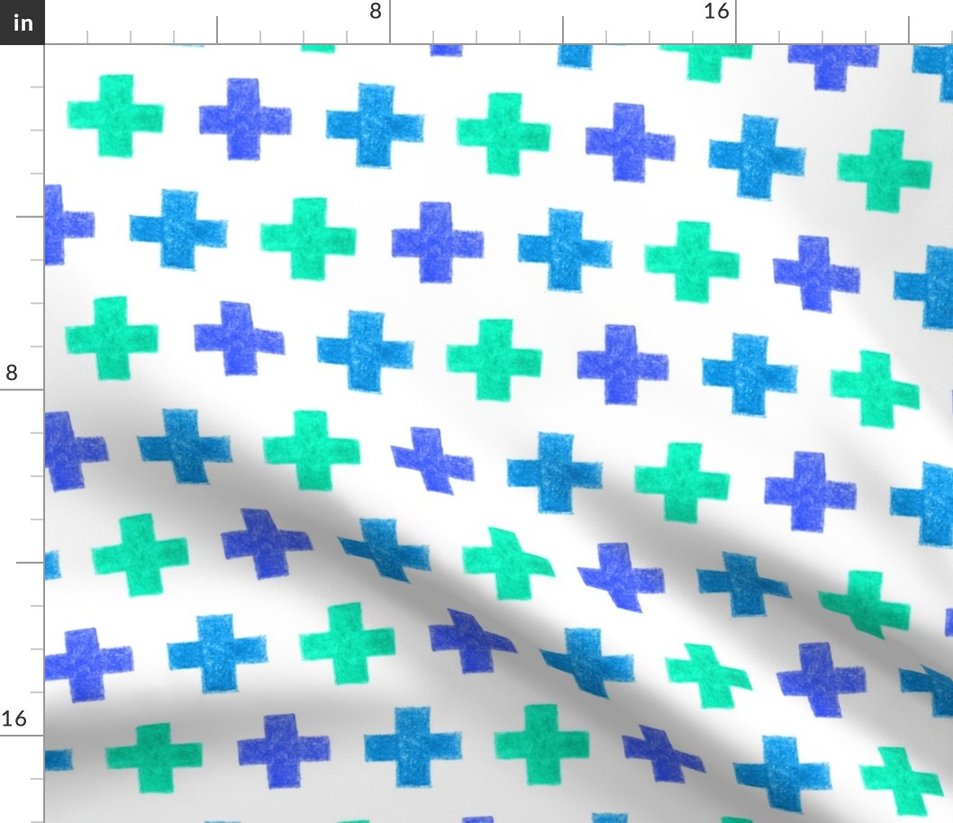 crayon crosses (blue-aqua)