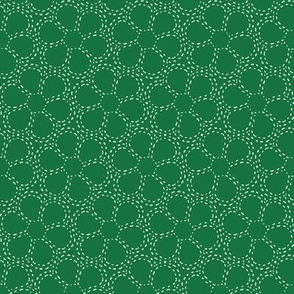 Stitched Flowers (sashiko) Green