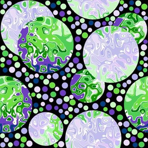 Abstract worlds all green & purple