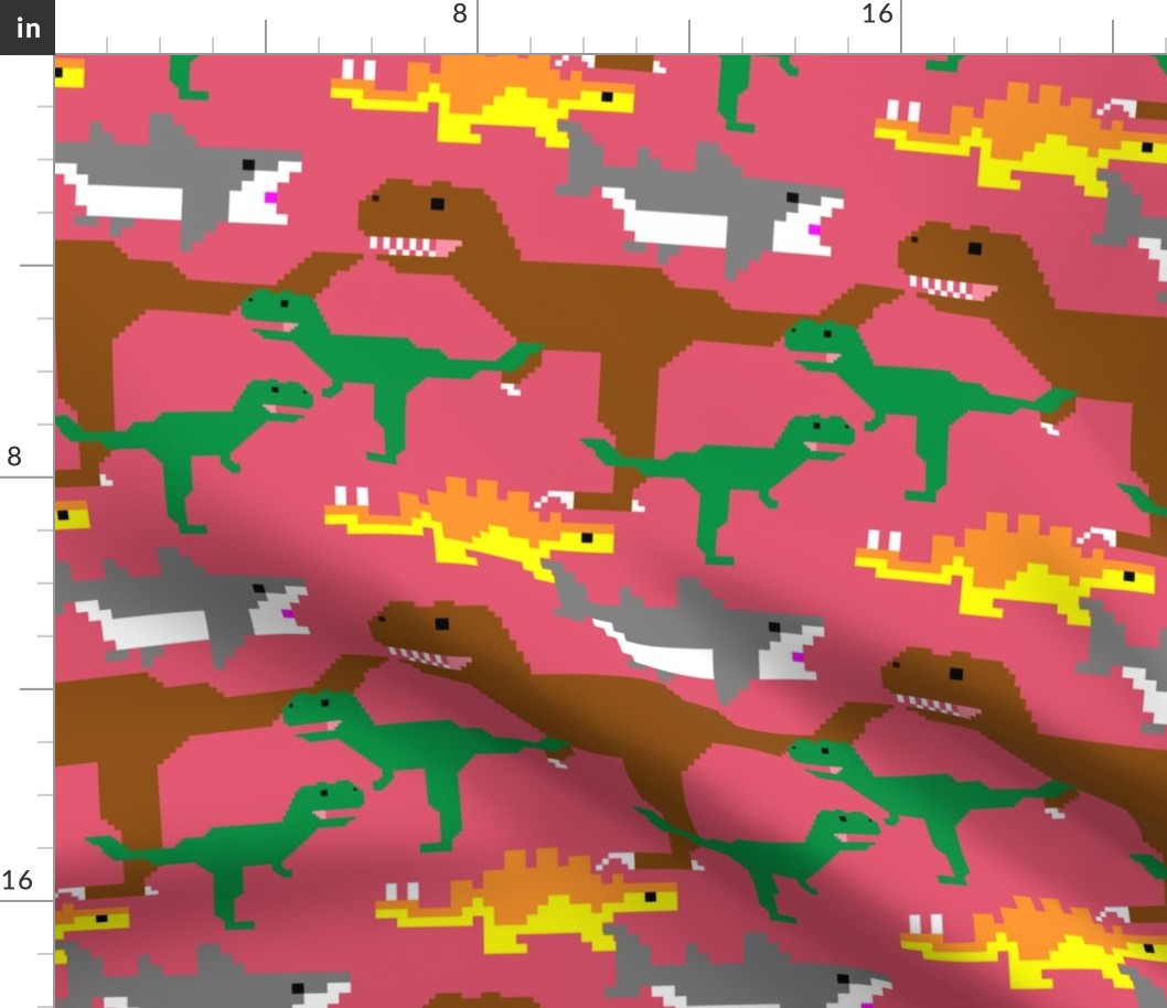 Pixel Dinos (and Sharks!) - Coral