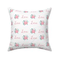 love florals, love, text, words fabric, flowers, peonies, florals, blossoms, blooms, painted flowers